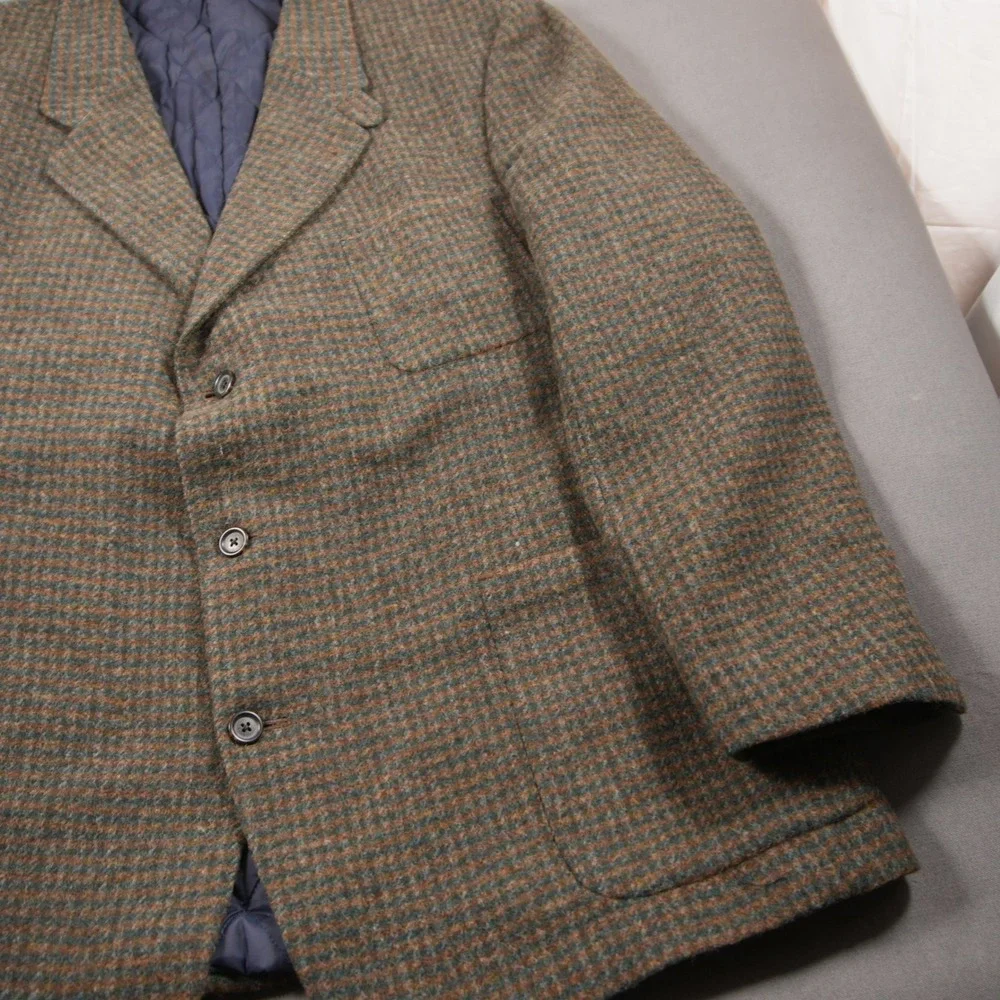 Vintage USA LL Bean Thinsulate Wool Nylon Micro Check Men Blazer XLT University